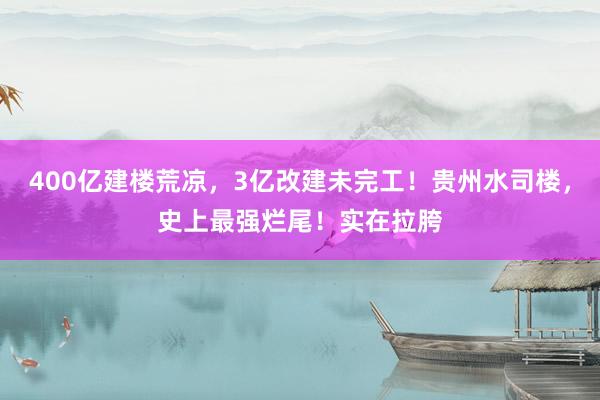 400亿建楼荒凉，3亿改建未完工！贵州水司楼，史上最强烂尾！实在拉胯