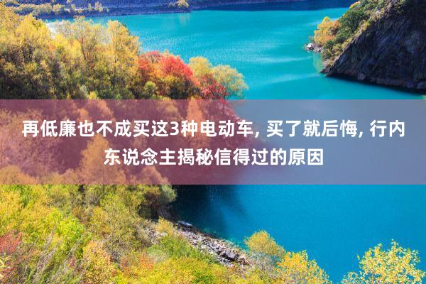 再低廉也不成买这3种电动车, 买了就后悔, 行内东说念主揭秘信得过的原因