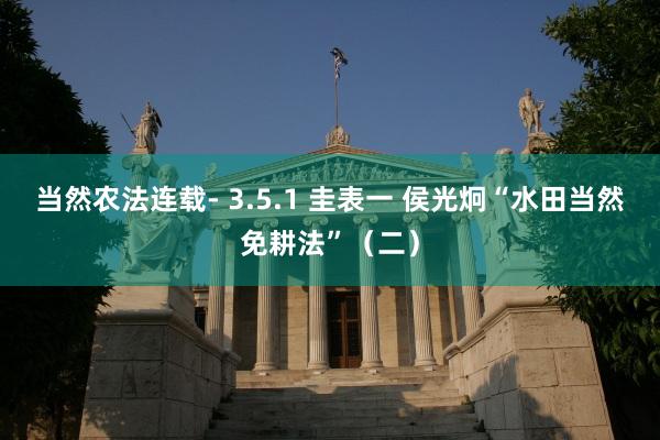 当然农法连载- 3.5.1 圭表一 侯光炯“水田当然免耕法”（二）