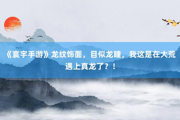 《寰宇手游》龙纹饰面，目似龙瞳，我这是在大荒遇上真龙了？！